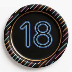 Neon Light 18th Birthday Paper Plates - 7" Round