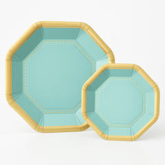 Premium Robins Egg Blue 10" Octagonal Paper Plates (Multipack)