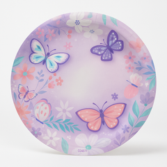 Butterfly Flutter 9" Round Paper Plates - 8 Pack
