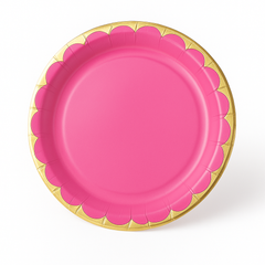 Bright Pink 6.75" Metallic Paper Plates