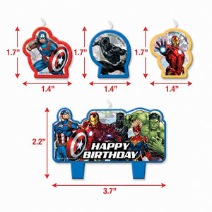 Marvel Avengers "Happy Birthday" Candle Set - 4 Pack