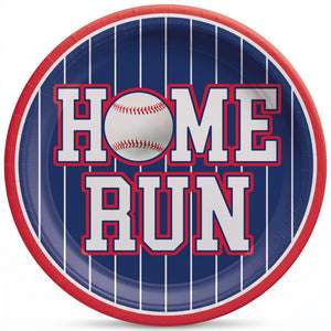 Home Run Baseball Party Plates - 7" Round, 20ct
