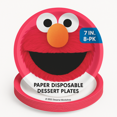 Sesame Street Elmo Shaped Paper Plates, 7-Inch, 8-Pack