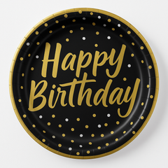 Elegant Confetti Birthday Paper Plates - 8.5" (8 Count)