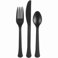 Black Heavyweight Plastic Cutlery Set - 7.5 in. - 24 Count