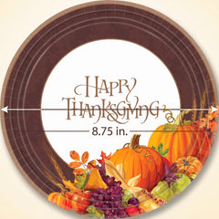 Festive Thanksgiving Harvest Paper Plates - 8.75"