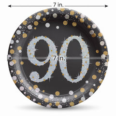 Prismatic Celebration 90th Birthday Plates - 7" Round