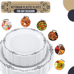 White/Black Victorian Combo Set | Service for 160