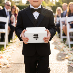 "I Thee Wed" Wedding Ring Bearer Box - Elegant White MDF Keepsake