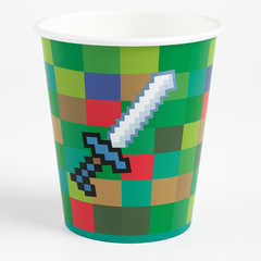Pixel Party 9 oz Paper Cups - Perfect for Kids' Birthdays