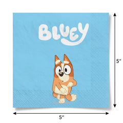 Bluey Birthday Party Beverage Napkins - 16 Pack - 5 In. X 5 In.