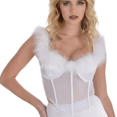 Women's White Angel Corset Top - L/XL Halloween Costume Accessory