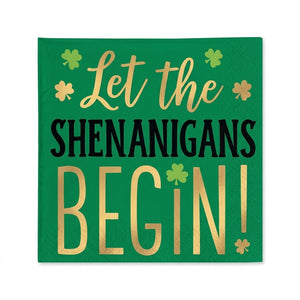 Shenanigans St. Patrick's Day Beverage Napkins, 16-Pack - 5 In. X 5 In.