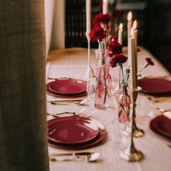 10 In. Classic Burgundy Design Plastic Plates | 120 Count