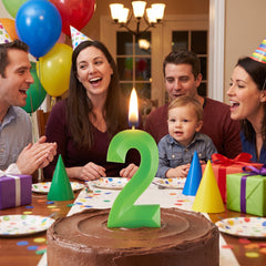 Festive Green Number 2 Birthday Candle - 5.25-Inch