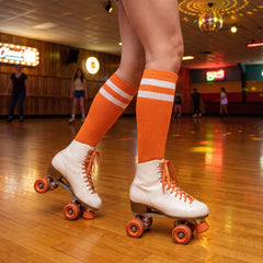 Orange Striped Knee-High Athletic Socks