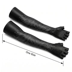 Cyberpunk Long Arm Gloves for Adults - Black Futuristic Halloween Accessory