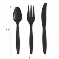 Black Plastic Cutlery Assortment - 7.5 in. - 32 Count