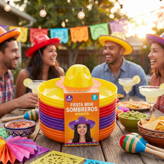 Fiesta Mini Sombrero Hats - Assorted Colors, 8-Pack