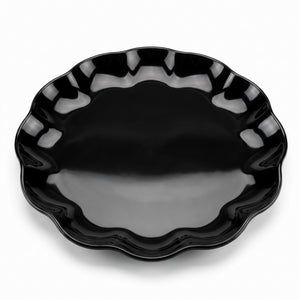 Elegant Black Scalloped Plastic Serving Tray - 12 Inch
