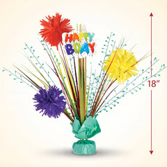 Vibrant Birthday Celebration Tinsel Burst Centerpiece