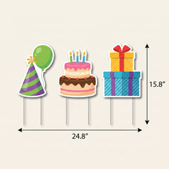 Vibrant Birthday Celebration Lawn Sign Set - 3 Pack