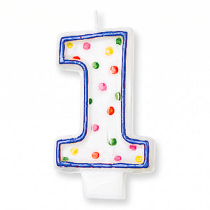 Polka Dot Number 1 Birthday Candle - Colorful Celebration Accessory