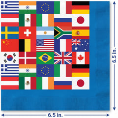 International Flag Lunch Napkins - 6.5 In. x 6.5 In. - 16 Pack