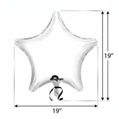 White Foil 19" Star Balloon - Metallic Finish