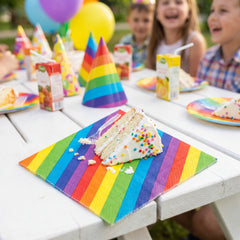 Rainbow Striped Lunch Napkins - 6.5 In. x 6.5 In. - 16 Pack
