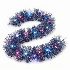Starlight LED Light Up Tinsel Garland, 9-ft, Multicolor for New Year's Eve