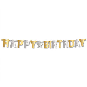Metallic Gold and Silver "Happy Birthday" Letter Banner