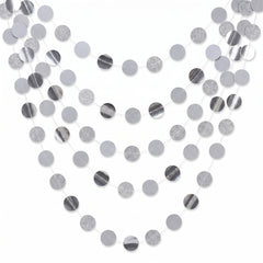 Silver Glitter Polka Dot String Decorations - 7" Length, 6 Pack