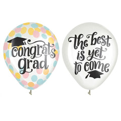"Congrats Grad" Confetti Latex Balloons, 12-Inch, 6-Pack
