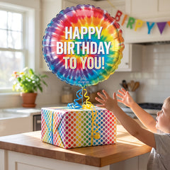Vibrant Tie-Dye Metallic Foil Balloon
