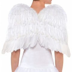 Elegant 22-Inch White Feather Angel Wings Costume Accessory