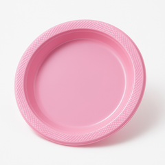 New Pink 7" Round Plastic Plates - 50 Count