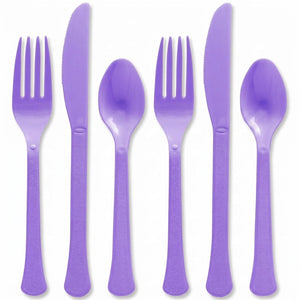 Vibrant Purple Plastic Cutlery Set - Assorted - 7.5 in.