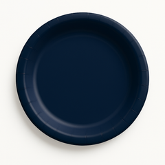 True Navy Round Paper Dessert Plates - 50 Pack