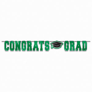 "Congrats Grad" Green Letter Banner for Graduation Celebrations