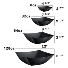 64 Oz. | Black Square Plastic Serving Bowl | 36 Count