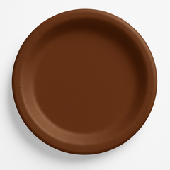 8.5" Round Brown Paper Plates - Solid Color