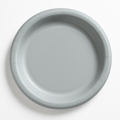 8.5" Silver Round Paper Lunch Plates