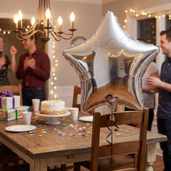 White Foil 19" Star Balloon - Metallic Finish