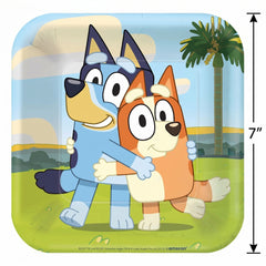 Bluey 7" Square Paper Plates - Kids Birthday Party Tableware