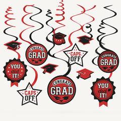 Red Graduation Swirl Decorations Value Pack