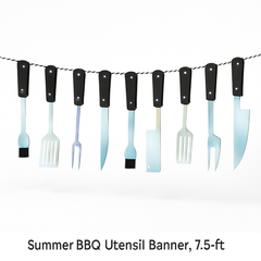 Summer BBQ Utensil Hanging Banner, 7.5 ft