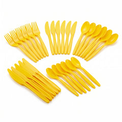 Sunny Yellow Assorted Plastic Cutlery Set - 24 Pieces - 7.5 in.