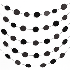 Black Glitter Polka Dot String Decorations - 7-Inch, 6-Pack