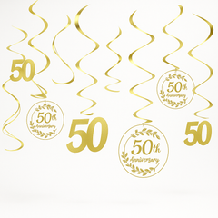 Golden 50th Anniversary Swirl Decorations Value Pack